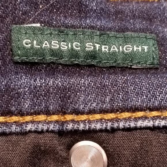 Lauren Ralph Lauren Straight Leg High Rise Denim Jeans Leather Logo Patch Sz 12 - Picture 8 of 11